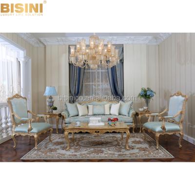 China Hand Carved Luxury Bright Living Room Sofa Set , Palace Fabric BISINI Color Sofas for sale