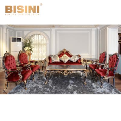 China Luxury French Rococo Sectional Furniture Piece Sofa Set Louis Elegant Fabric Sofa Set Antique Classy Living Solid Wood for sale