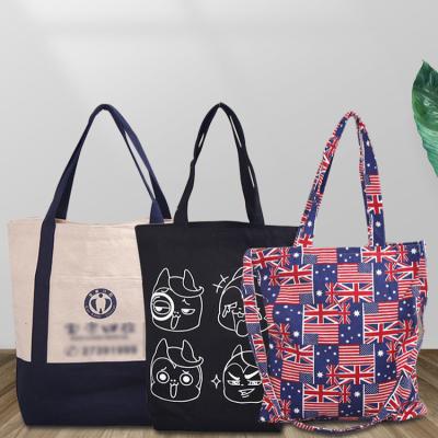 China Wholesale High Quality Custom Handled Large Capacity Cotton Canvas Your Own Logo Shopping Bags With Logo For Packing for sale