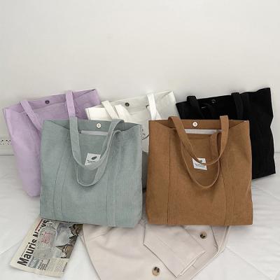 China Eco Friendly Reusable Recycled Women Tote Handled Shopping Cotton Corduroy Tote Bag For Girls Eco Logo Wholesale Custom Size for sale