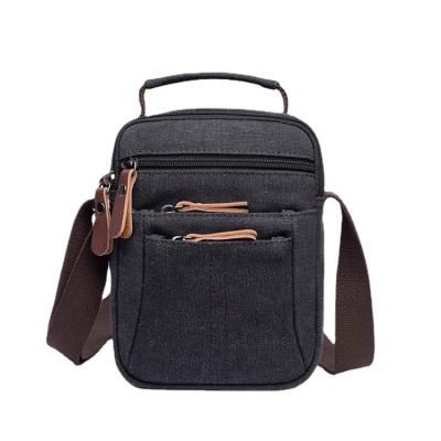 China Fashion Eco-Friendly Material Recycled Cell Phone Bags Waterproof Pocket Men's Canvas Messenger Crossbody Bag for sale