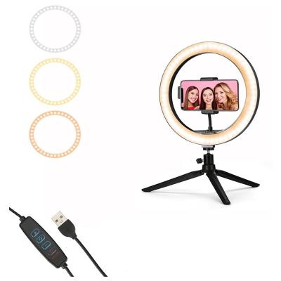 China Mini Photographic Lighting Adjustable Dimmer 10 Inch LED Makeup Ring Light For Professional for sale