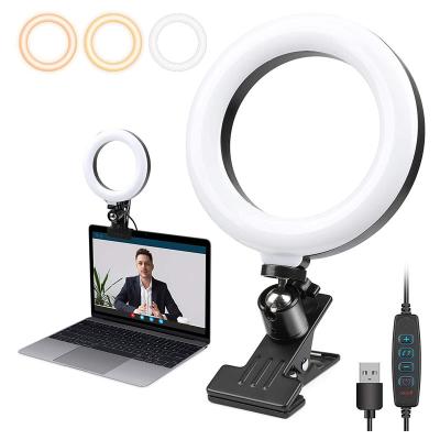 China Mini Video Conference Lighting 6 Inch Selfie Ring Light LED Clip On For Laptop Computer for sale