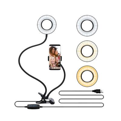 China Mini Led Selfie Ring Light Portable Stand Holder Flexible Ring Light Selfie Ring Fill Light With Cell Phone Lamp for sale