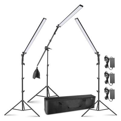 China PORTABLE 3 Pack LED Light Stick Photography Kit with Light Stands Rumble Arm Empty Sandbag for Youtube Video Photography for sale