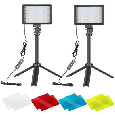 China PORTABLE Dimmable 5600K USB LED Video Light 2 Packs With Adjustable Tripod Stand And Color Filters For Table Top for sale