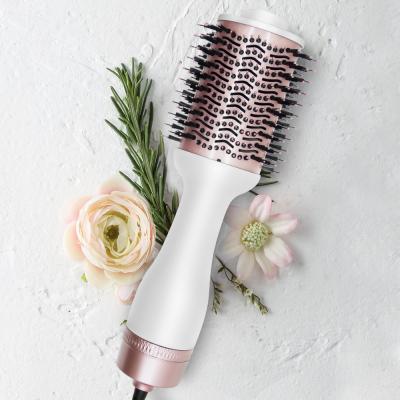 China Rose Gold 1200W Ion Ceramic Coating One Step Ionic White Negative Hair Dryer Brush for sale