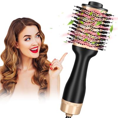 China Ionic 3 in 1 Round Hair Dryer Brush Straightener Brush Hair Dryer for sale