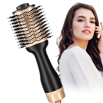 China Ionic Hot Blow Hair Airbrush Hair Dryer Brush 1200w Gold for sale