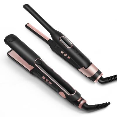 China Negative hair straightener iron tempratur control hair straightener ion lcd custom logo for sale