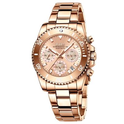 China Biden Chronograph Fashion Luxury Rose Gold Women Watch High Quality Water Resistant Stainless Steel Gift Wristwatches For Ladies for sale