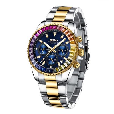 China Newest Factory Automatic Fashion Watch Biden Date Design Custom You Own Logo Diamond Quartz Watch For Men for sale