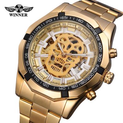 China Water Resistant Winner Watches Brand Luxury Skull Skeleton Automatic Mechanical Watch For Men for sale