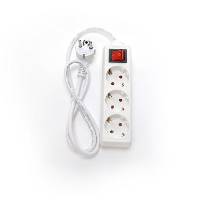 China EU Standard 3 Way Extension Power Strip with Switch 3x1.5mm2 Cable 1 Meter Customize Socket Grounding Standard Grounding for sale