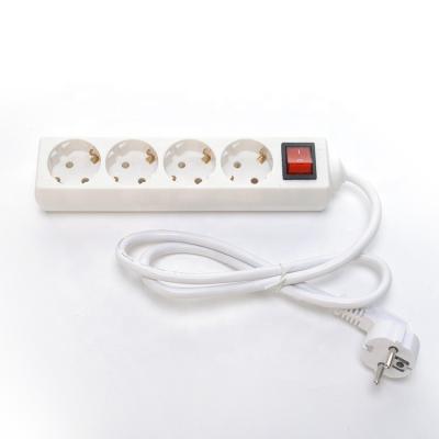 China Eu Power Strip com 4 faixas de alimentação de saída Corrente nominal 10/16A Cabo protetor contra ondas brancas H05VV-F 3x1.5mm2 à venda