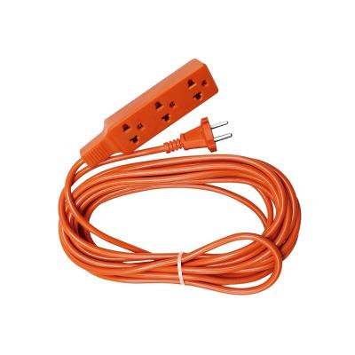 China Oxygen Free Bared Stranded Copper Conductor Material Surge Protector Power Strip Orange Euro 2 Round Pin Plug SJT 2/16AWG for sale