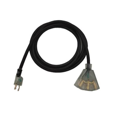 Cina Apparecchio per la casa 3 Pin Heavy Duty 12 Gauge Extension Cord 3 piedi ETL Standard Cordone elettrico nero/grigio 15A 125v in vendita