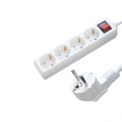 China EU Certified H05VV-F 3x1.5mm2 4 Outlet Power Strip Socket Extension Cord with Switch Eu Plug 16A for sale