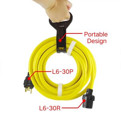 China 3/10/25/50FT L6-30R Heavy Duty Generator Locking Power Cord Generator Extension Cord SJTW Portable Generator Power Cord for sale