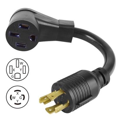 China Elethor Nema Ev Charger Adapter Extension Cable 3 Conductor Sjt Type L14-30p Twist Lock Plug to 14-50r Adapter Power Cord for sale