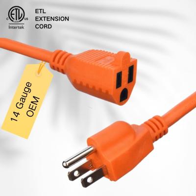 Κίνα Τύπος τερματισμού / 15ft Heavy Duty Power Cord In 3 Prong16 SJTW AWG σε εξωτερικά κεραμίδια με Nema-15 Orange Plug για καλώδια επέκτασης προς πώληση