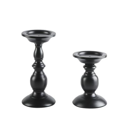 China Home Decoration Size Two Models Wedding European Home Decoration Metal Bench Black Candlesticks for sale