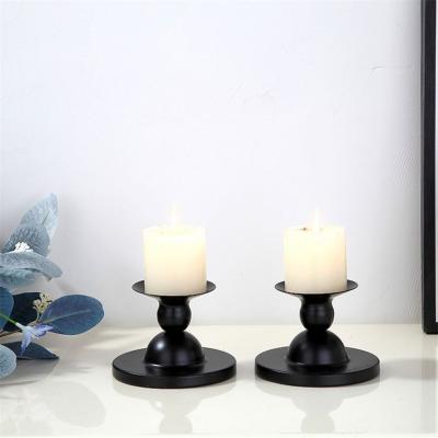 China Romantic Home Decor Vintage Metal Black Candlestick Holder Set Centerpiece Candle Holders for sale