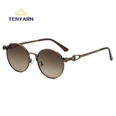 China Fashion Sunglasses 2022 Retro Round Sun Glasses for Men Metal Glasses Women Stylish Sun Shade European Style Gold Travel Mirror Uv400 Blue PC for sale