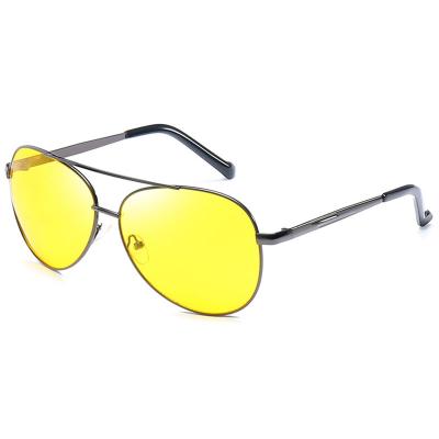 China Classic AC Night Vision Glasses For Men Women Metal Frame Yellow Lens Sunglasses Driver Glasses For Training for sale