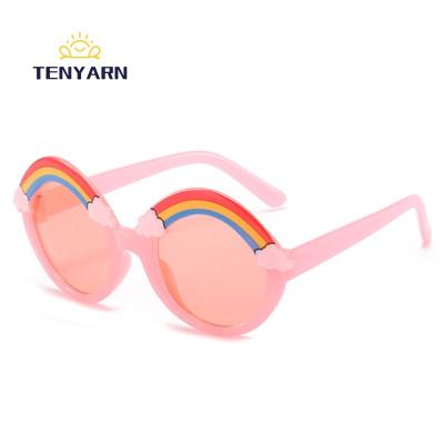 China Fashion Sunglasses 2022 Kids Round Glass Baby Kids Rainbow Sun Glasses Shade Cute Colorful Purple Girls Eyewear Eyewear UV400 for sale