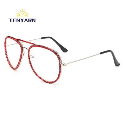 China Retro Fashion Sunglasses Round Sunglasses Metal Paste Chain Pilot Glasses Double Bridges Women Frame Clear Glasses Sun Glasses Men Oculos UV400 for sale