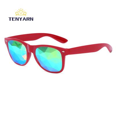 China Fashion Sunglasses Kaleidoscope Party Glasses Rave Holographic Square Sunglasses Kaleidoscope Sunglasses Retro UV Festival Mens Womens Sunglasses for sale