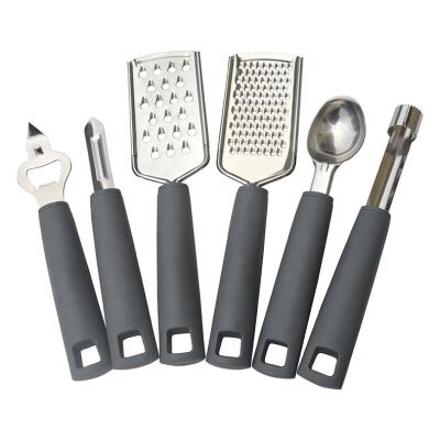 China Sustainable Hot Selling Amazon Cookware Gray Handle Stainless Steel Kitchen Utensil for sale