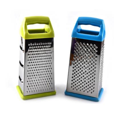 China New Design 4 Sides Multi Sustainable Stainless Steel Vegetable Grater Plastic Handle for sale