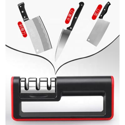 China Viable High Quality Multifunctional 3 In One 3 Stage Kitchen Knife Sharpener Round Handle Stand Stable Knife Sharpening for sale