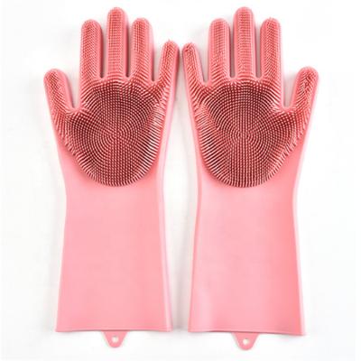 China Best Seller Heat Resistant Silicone Cleaning Kitchen Tools Washing Gloves With Brush for sale