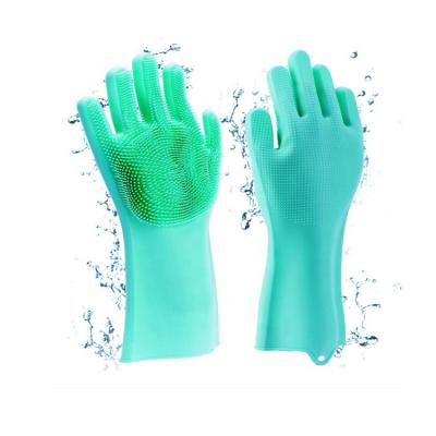 China High Quality Heat Resistant Kitchen Silicone Cleaning Magic Glove With Brush for sale