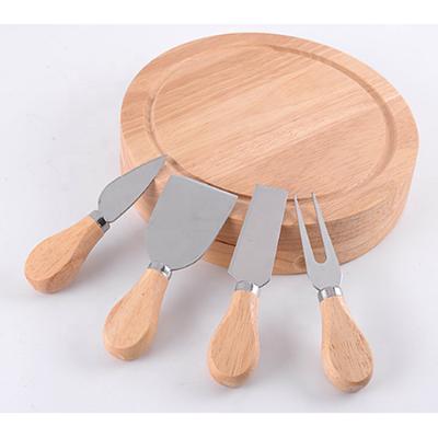 China Sustainable Unique Design 4 Pieces Round BambooHandle Industrial Cheese Slicer for sale