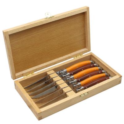 China Sustainable Stainless Steel Cutlery 6pcs Laguiole Knife Fork Set for sale