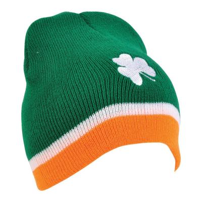 China Polyester For Headband Women St Patrick's Day Novelty Hat Accessories Leprechaun Shamrock Knit Hat Green for sale