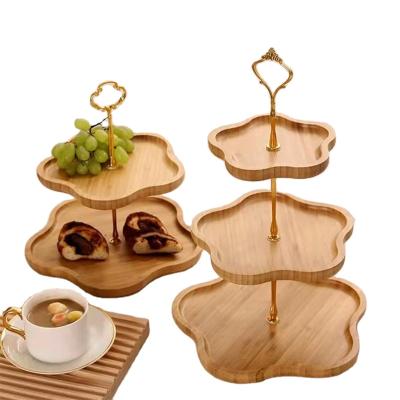 China Europe Wedding Banquet Annual Wooden Multi-Layer Dish Display Tray Fancy Cake Tray Exhibition for sale