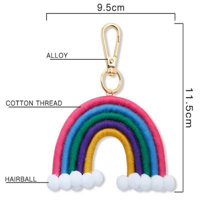 China Amazon Key Chain Boho Pride Colorful Life Rainbow Handwoven Macrame Keychain for sale