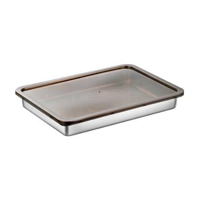 China Wholesale Crisper Tray Food Grade 304 Stainless Steel Freshness Preservation Box Refrigerator Fresh-storage Storage Box for sale