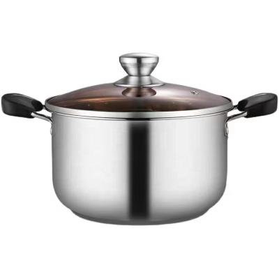 China 410 Stainless Steel Soup Pot 22cm Sustainable Large Capacity Cooking Pot Soup And Stock Pots for sale