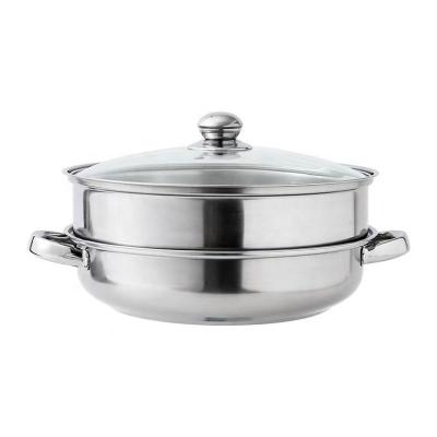 China Selling Sustainable 410 Stainless Steel Food Steamer Pot 28cm Well Two Layers Steamer Cooking Pot Steamer Pot for sale