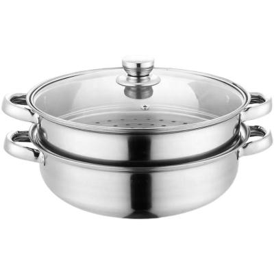 China Sustainable Hot Sale 410 Stainless Steel Steamer Pot 28cm Steamer Cooking Pot Steamer Pot for sale