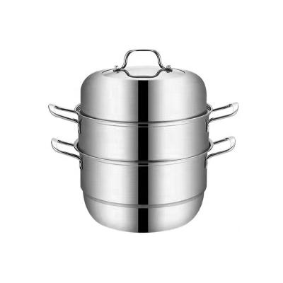 China Sustainable Selling 410 Stainless Steel Steamer Pot Well 2/3 Layer Cooking Pots Steamer Pot for sale