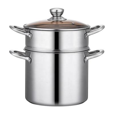 China Sustainable Wholesale Food Grade 304 Stainless Steel Soup Pot Food Steamer Cooking Pots Steamer Pot for sale