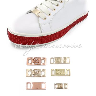 China Custom lace charms latest style metal color gradient shoe lacelock af1 shoe laces durbaes logo white shoe lace charms for sale