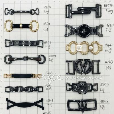 China Shoe Buckle Shoes Black Metal Shoe Chain Accessories Gold Metal Buckle Decorative Ornaments for sale